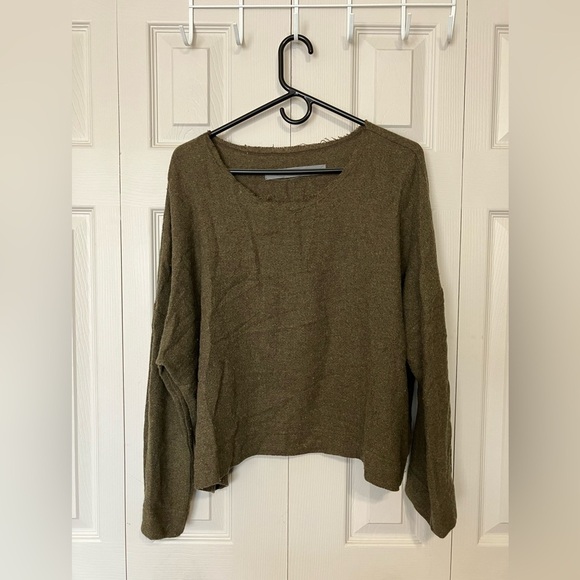 raquel allegra Boxy Sweater‎ Oversized Women’s Sz 1(US S) Green Wool Blend - Picture 1 of 7
